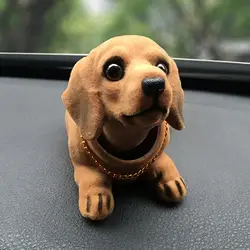 Shaking Head Dog Ornament Mini Resin Bobble Head Dog Figure Home Decor Cute Nodding Heads Dog Car Interior Decoration Dog Pig