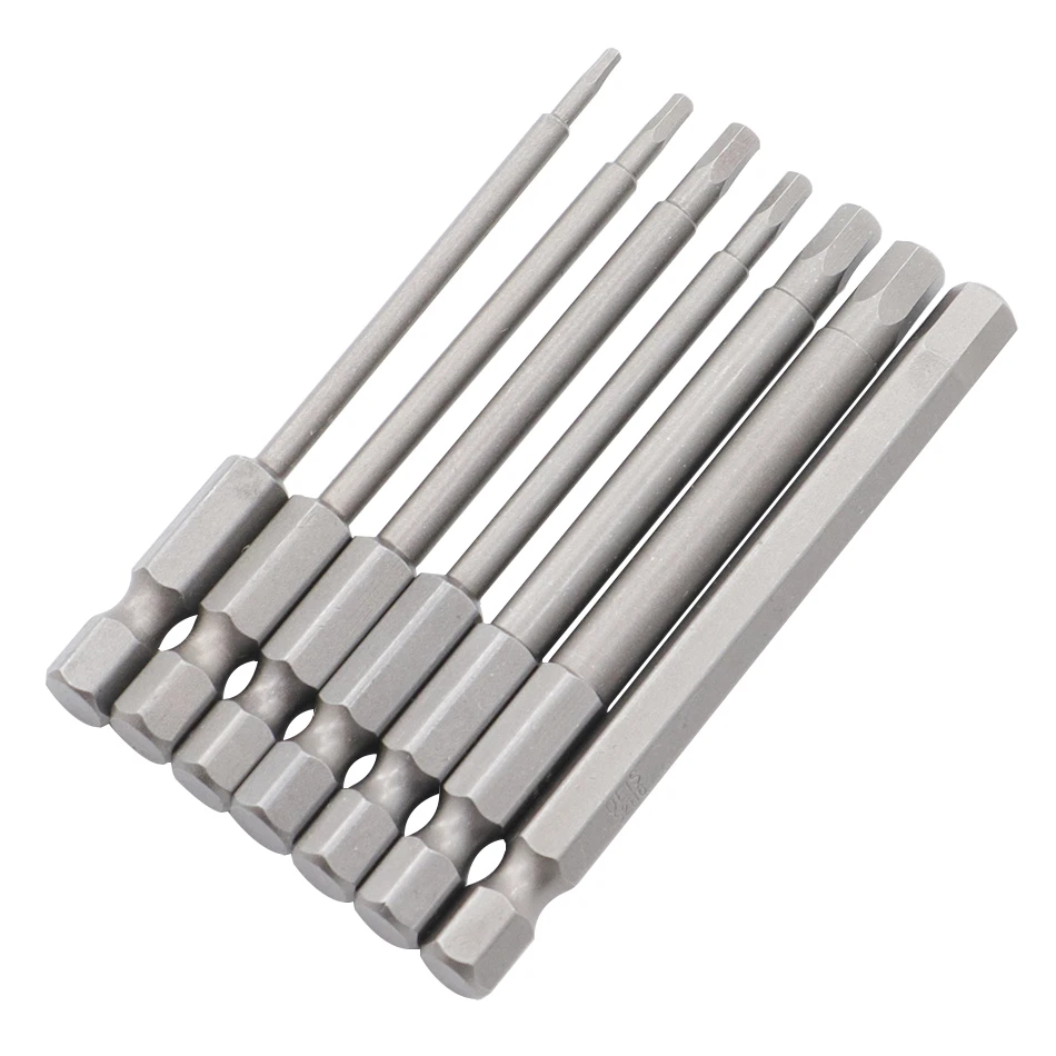 50mm-200mm Hex Head Allen Wrench Drill Bits Set   Long Allen Screwdriver Bits Magnetic Tips Hex Key Screwdriver Socket Bit Set