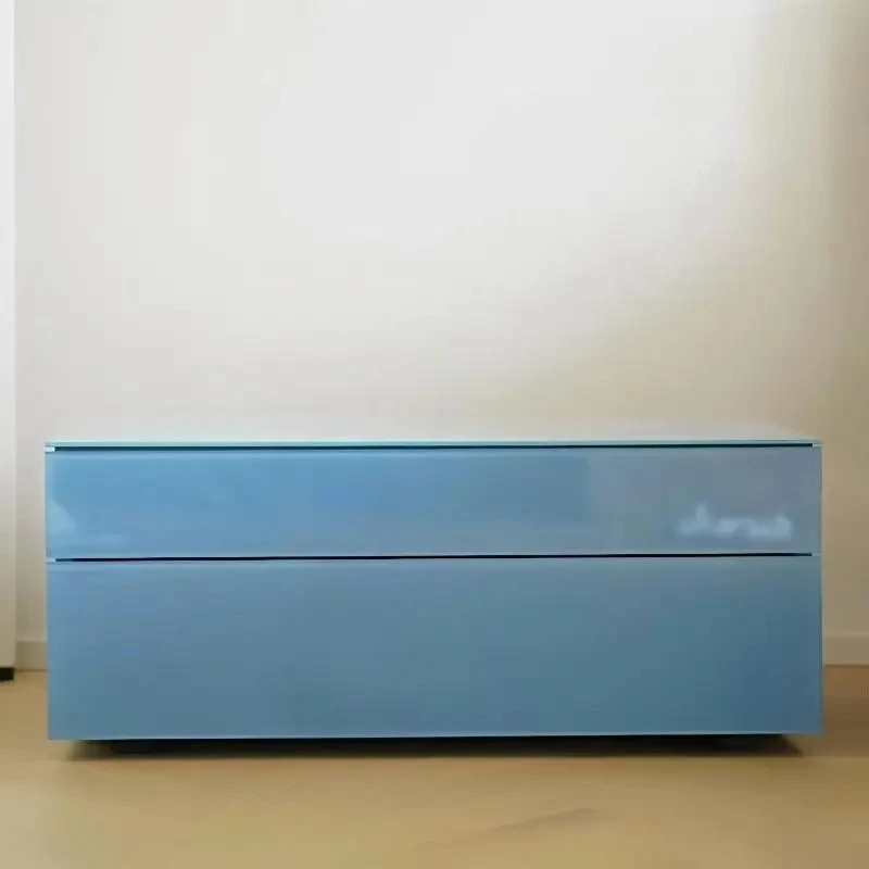 Light luxury bedside table glass solid wood high-grade small bedside table modern simple storage drawer short cabinet