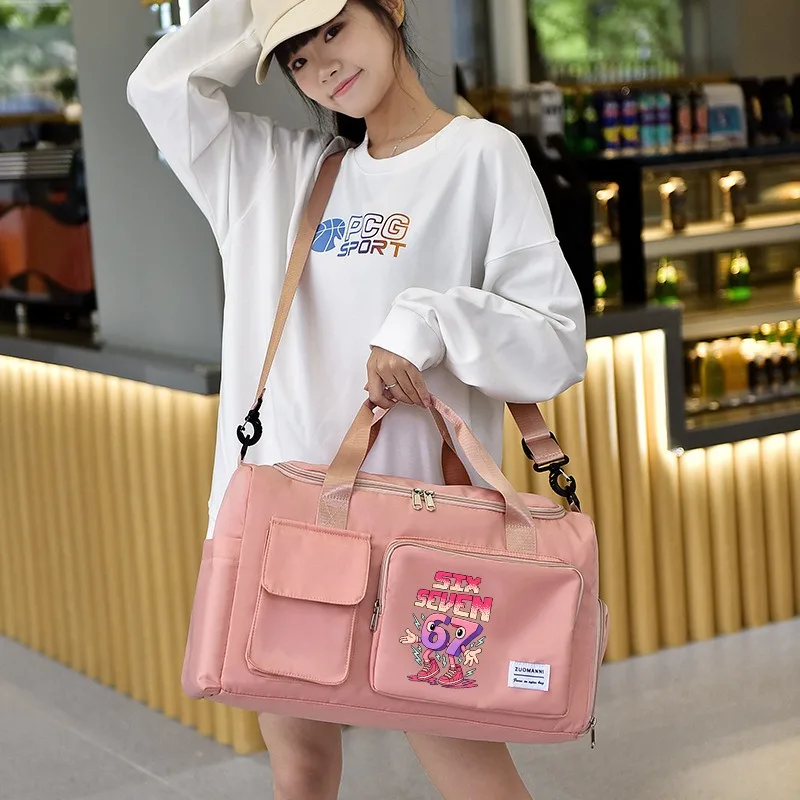 67 Six Seven Bolsas de viaje de dibujos animados divertidos Bolsa de almacenamiento de equipaje de anime lindo con bolsa para zapatos Bolsa deportiva de gran capacidad para gimnasio Regalo de cumpleaños