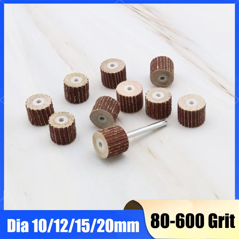 

10/30/50Pcs 80 Grit-600 Grit Flap Sanding Wheel 10/12/15/20mm Abrasive Tools Sandpaper Rust Removal For Dremel Rotary Tools