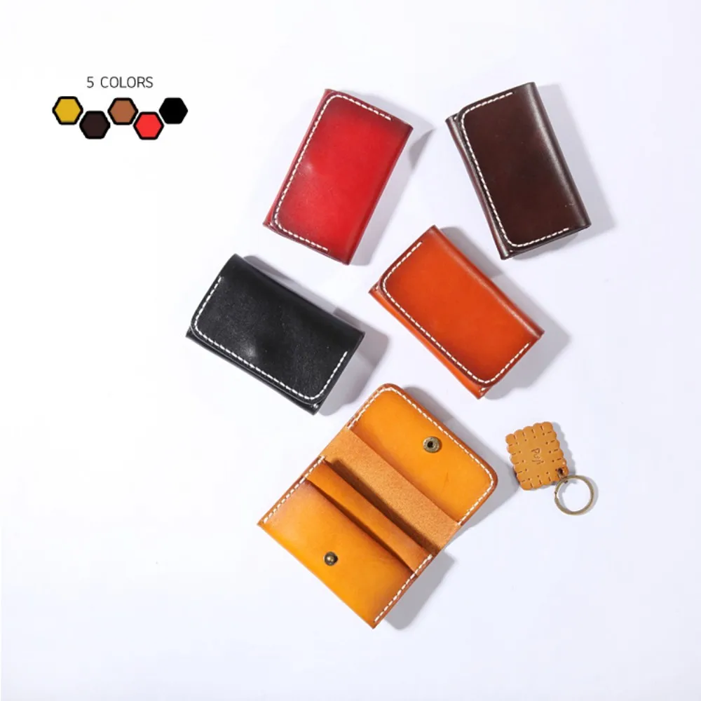 

Handmade Tanned Leather Card Wallet Business Card Holder Men Leather Credit Card Case Small Women Card ID Holder Cover