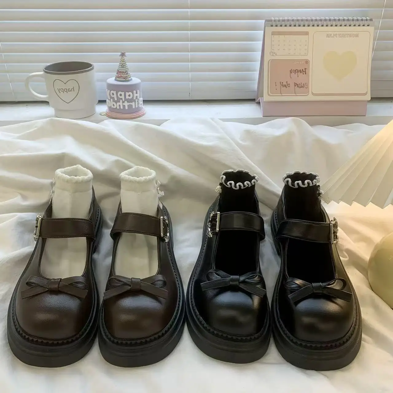 Vintage collège style japonais Mary Jane femmes 2025 nouveau printemps et été avec jupe nœud plate-forme petites chaussures en cuir