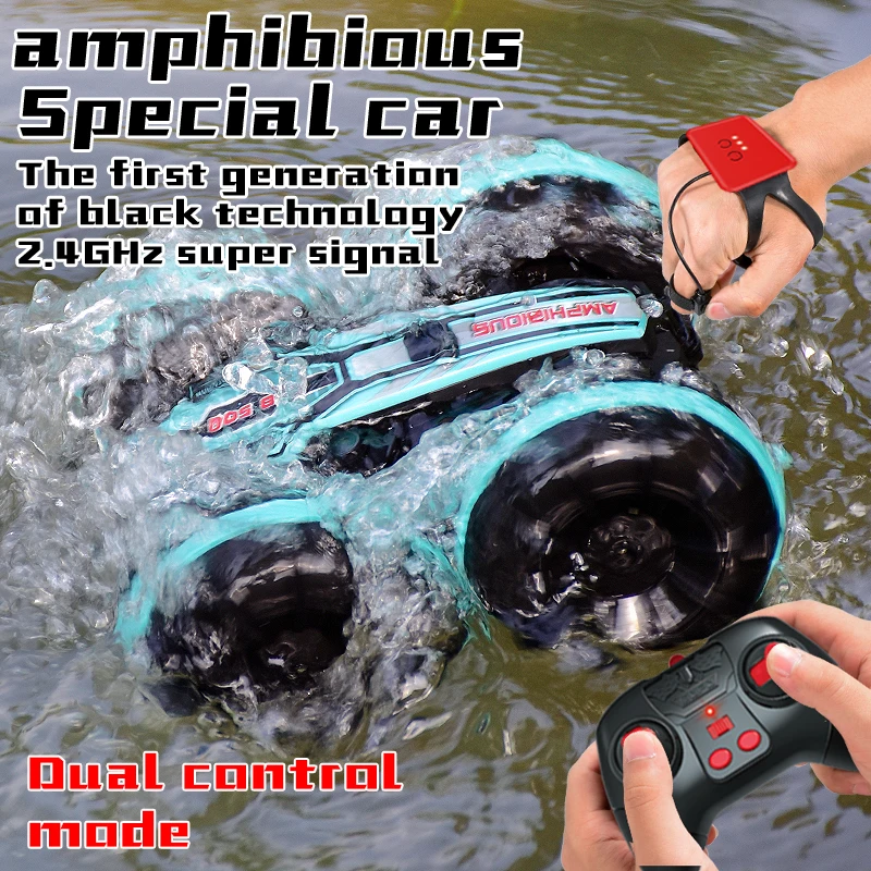 Gestude-sensing amphibious remote-controlled four-wheel drive off-road vehicle for boys and children, stunt rolling