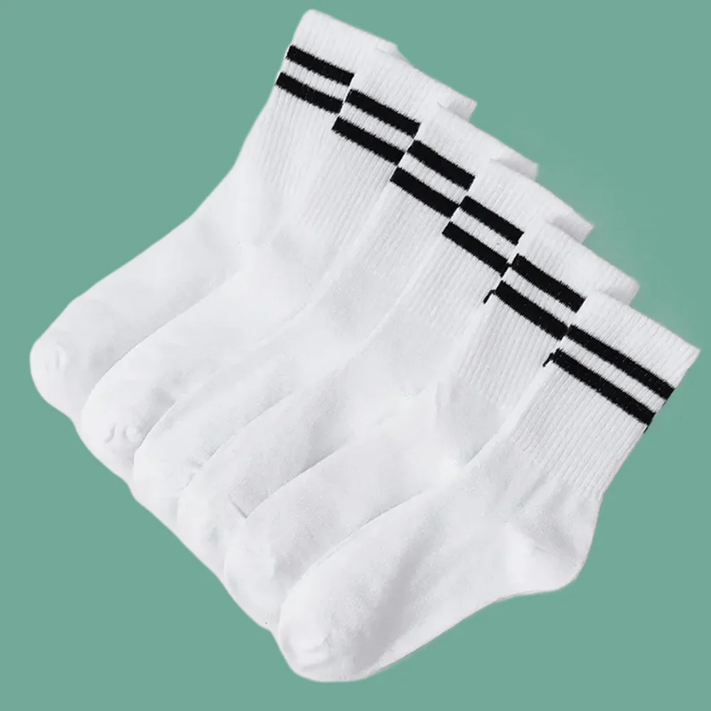 6/12 Pairs Popular Sweat Absorption Fashion Women's Socks High Tube Mid Length Socks Set Women In Solid Black High Quality White