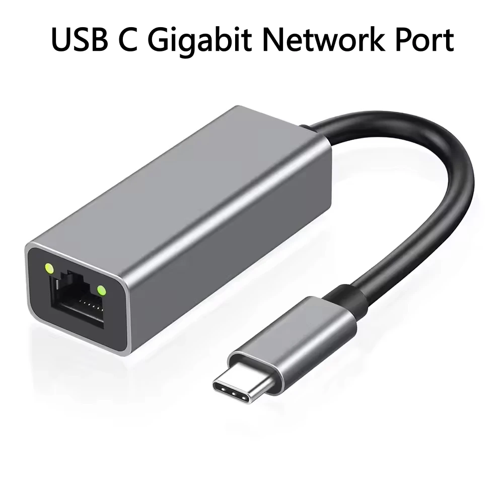 USB C to RJ45 Gigabit Ethernet LAN Adapter Thunderbolt 3 Network for Mac Book AirDell XPS Grey 10 100 1000Mbps