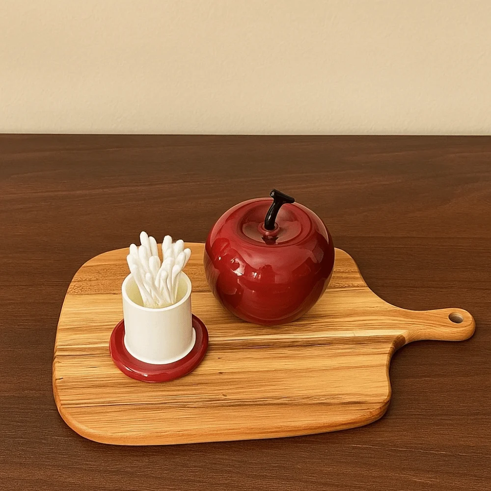 

Ceramics Fruit Theme Toothpick Box Fruit Shape Dust-proof Toothpick Dispenser Decorative Dental Floss Storage Box