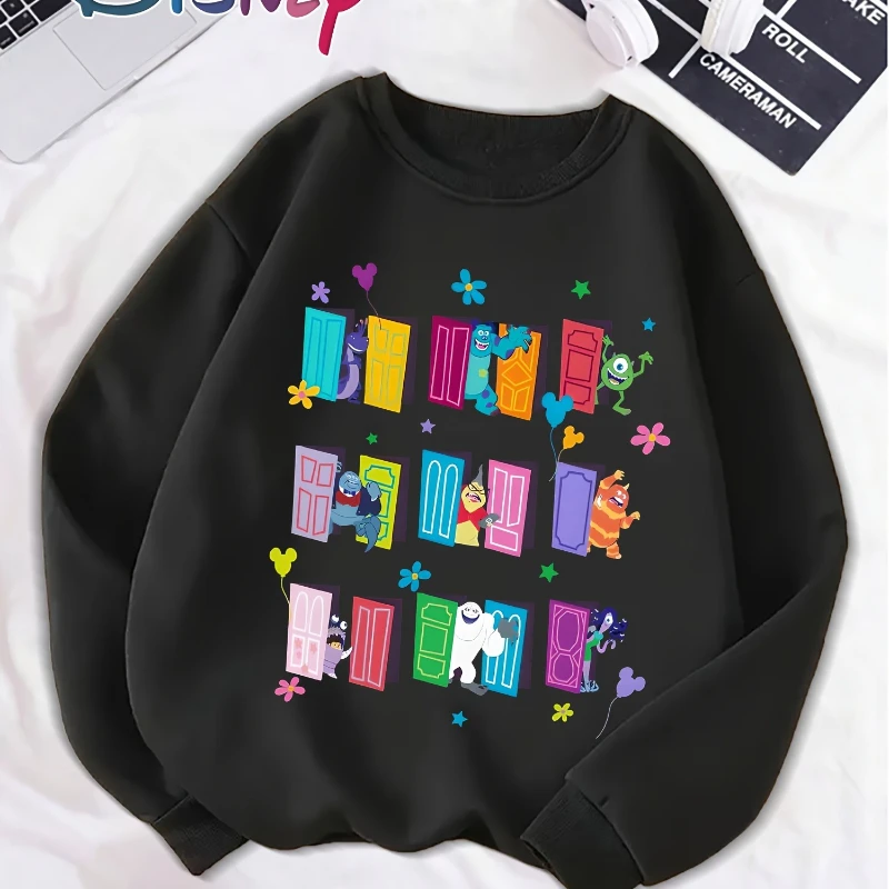 ديزني "Monster Power Company" عنصر المرأة هوديي الخريف/الشتاء الساخن بيع عارضة أزياء للجنسين زوجين الشارع ارتداء #1