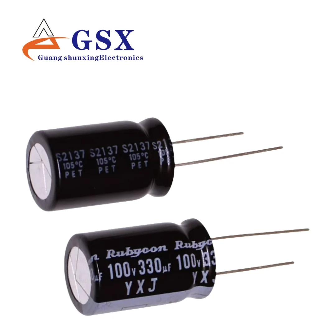5PCS 330UF 100V imported aluminum electrolytic capacitors 100v330uf 16 * 25 ruby YXJ with long lifespan