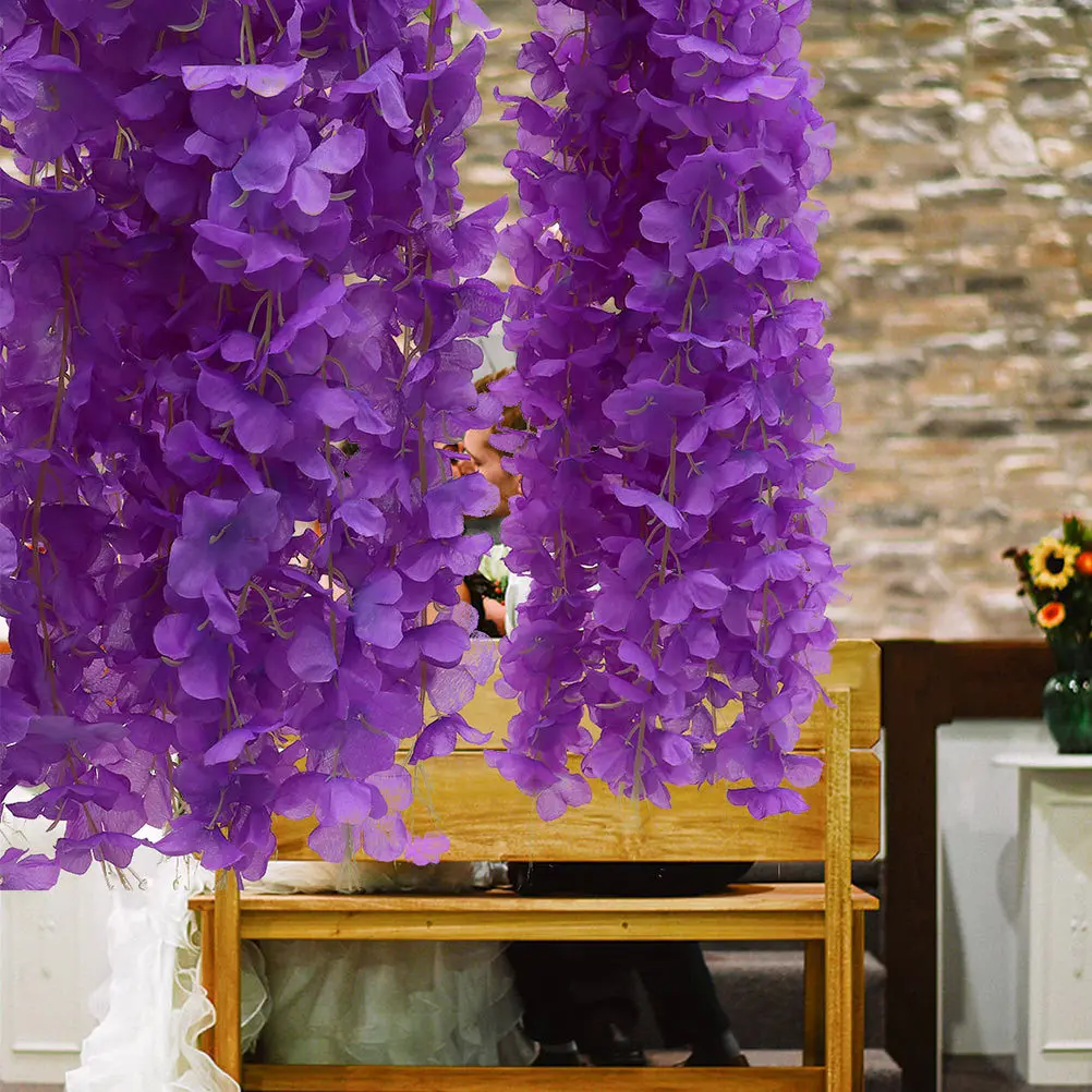 

12Pcs Simulated Wisteria Artificial Silk Fake Hanging Vine Flowers Lifelike Portable Home Office Wedding Decor