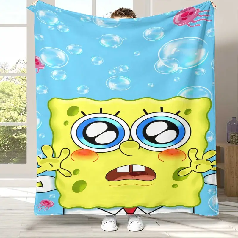 Bikini Bottom S-SpongeBob Cartoon Flannel Throw Blanket,Cozy Warm Blanket for Bed,Sofa,Living Room,Picnic,Camping,Home Decor