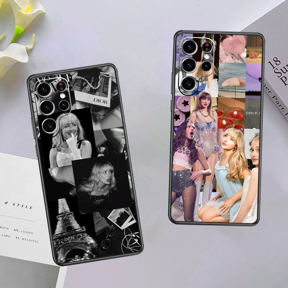 Popular singers Sabrina Carpenter Phone Case For Samsung Galaxy S24 S23 S22 S21 S20 Plus Ultra Note20 Soft Black Phone Cover