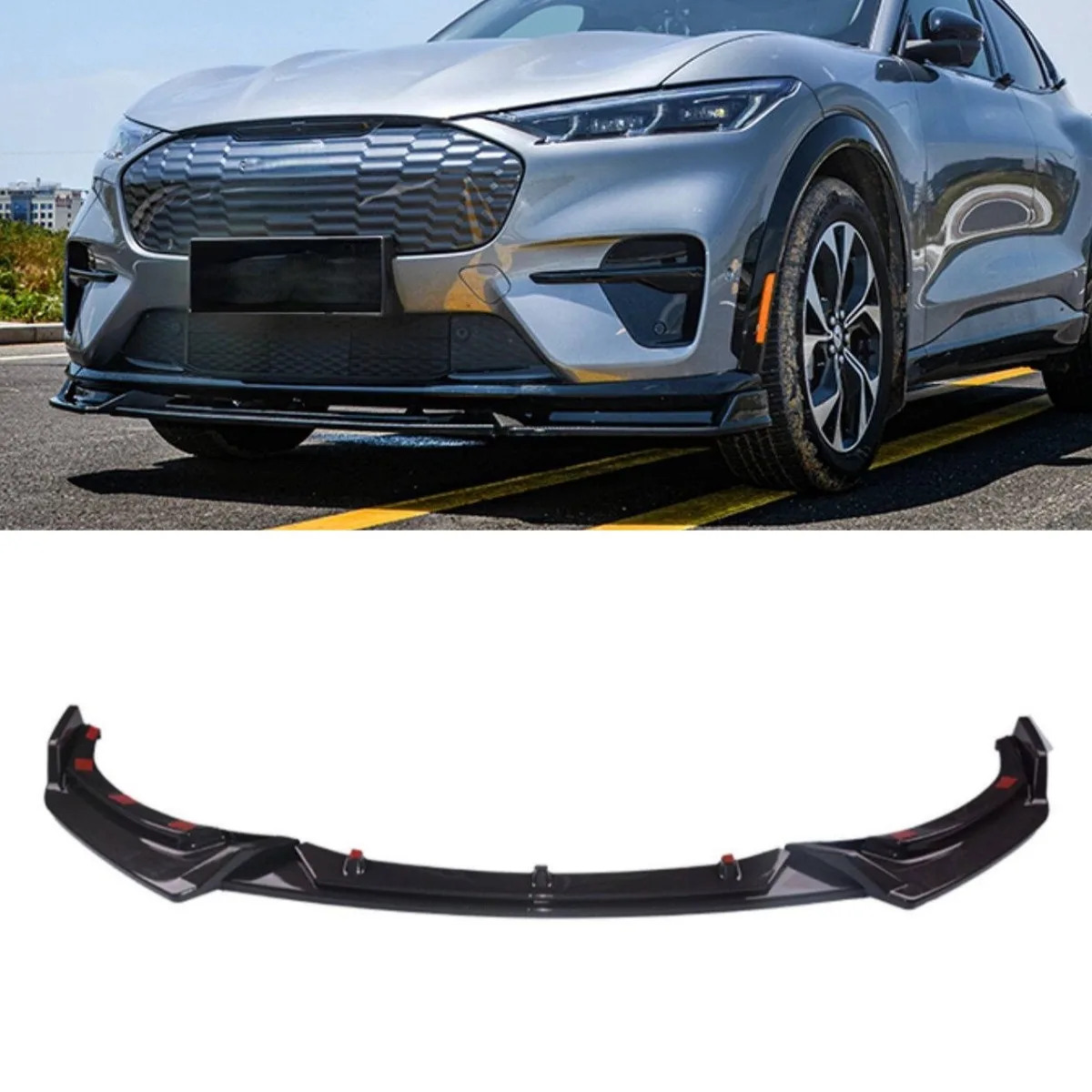

For Ford Mustang Mach-E 2021 Car Front Bumper Spoiler Lip Diffuser Modification Part Bumper Guard Protector Cover Accessories
