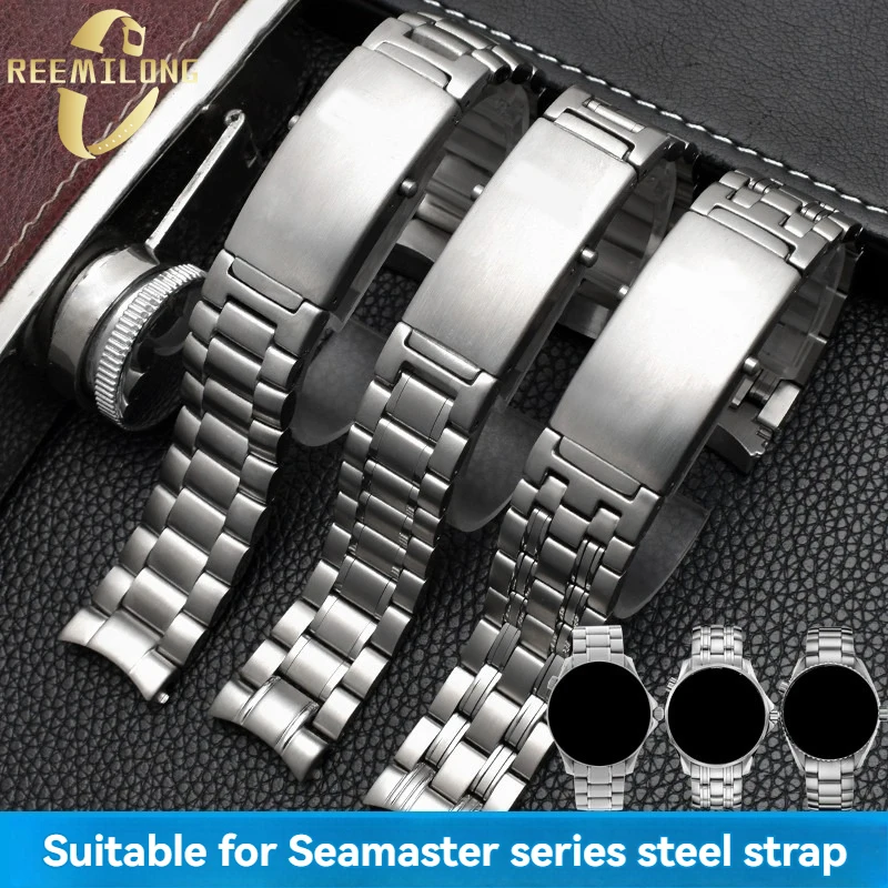 Stainless steel watchstrap 18mm 20mm 22mm High quality metal silver watchband bracelet For OMEGA SEAMASTER diver 300 speedmaster