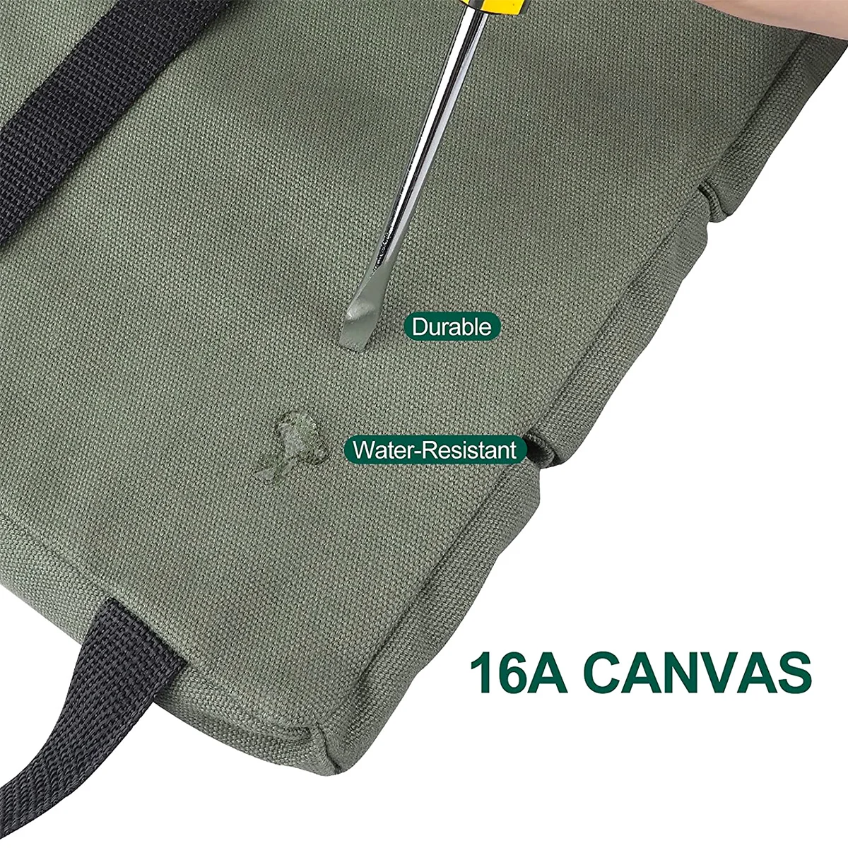 Canvas Tool Roll Up Bag Tool Pouch With 6 Zipper Pockets Large Capacity Tools Wrap Roll Storage Case Hand-held Tool Carrier Tote