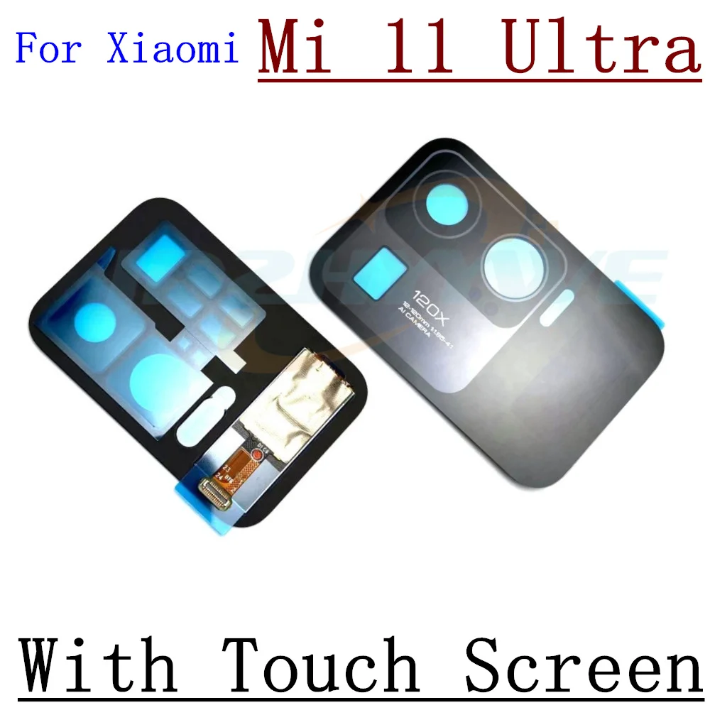 New Back Rear LCD Touch Screen Digitizer Glass For Xiaomi Mi 11 Ultra With Camera Lens Replacement Spare Parts