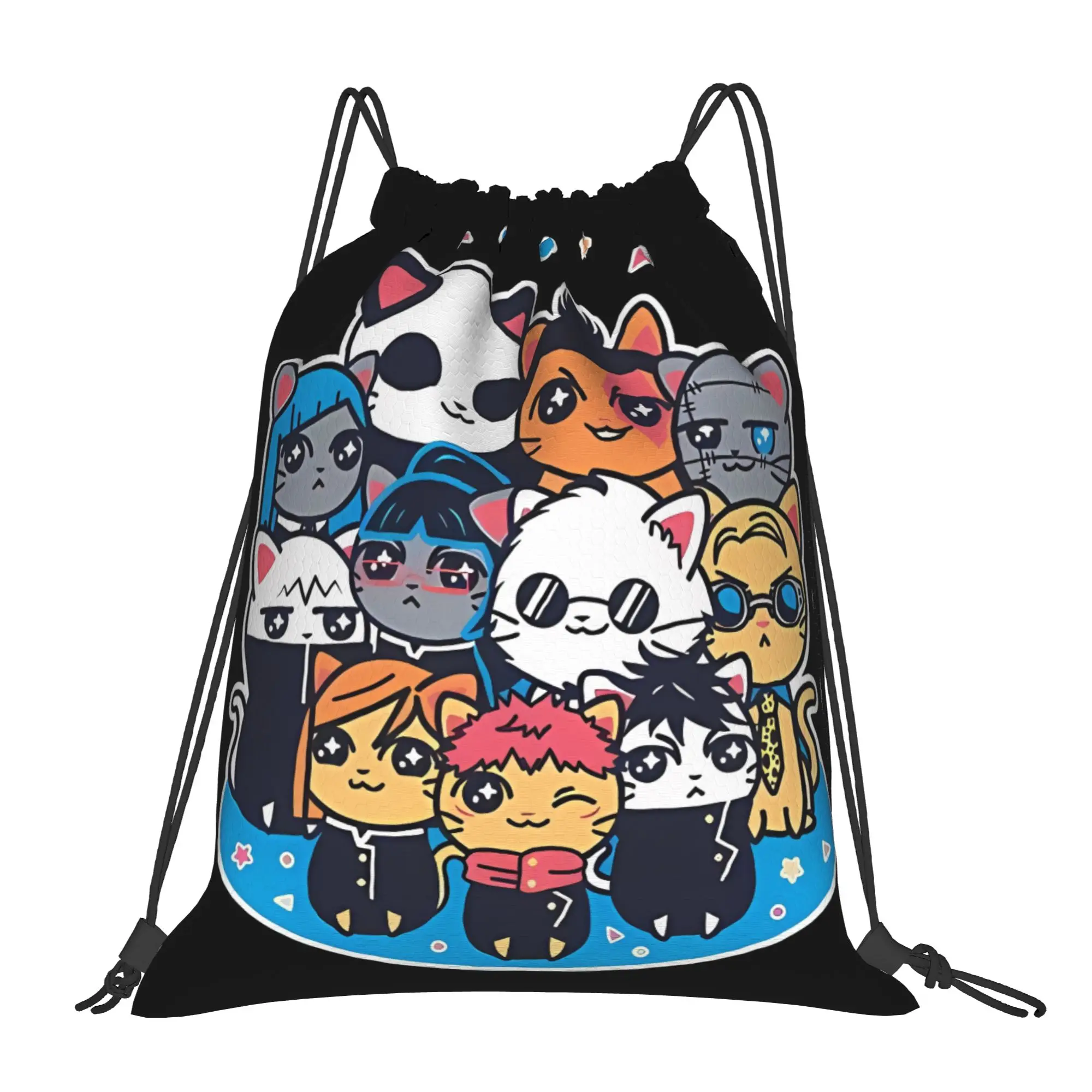 Jujutsu Cat Isen jJujutsu Kaisenn Portable Travel Riding Gym Drawstring Storage Sporty Backpacks