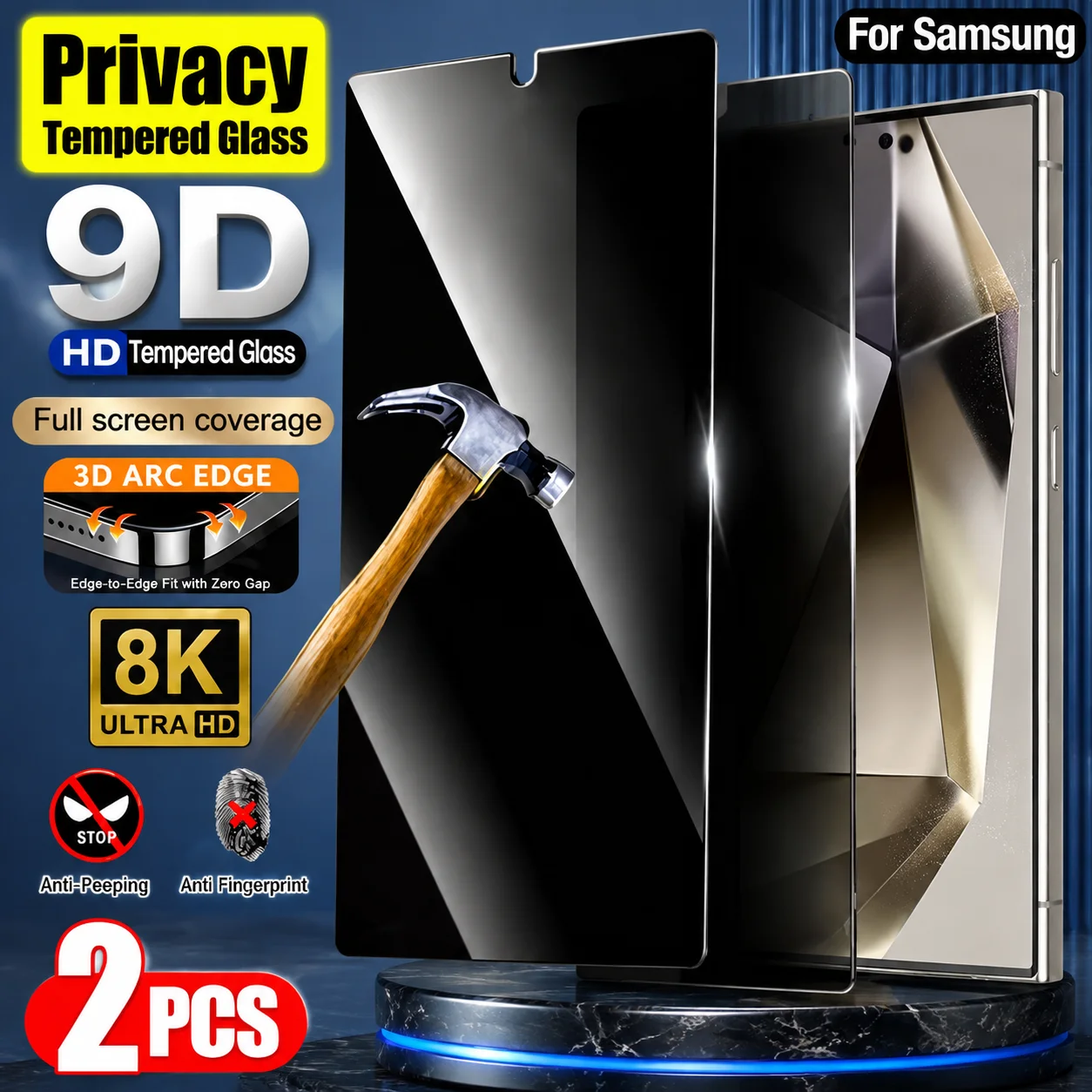 2Pcs Anti Spy Full Cover Tempered Glass for Samsung S26 S25 S24 Ultra S23 S22 S21 Plus S25 S24 FE Anti-Scratch Screen Protector