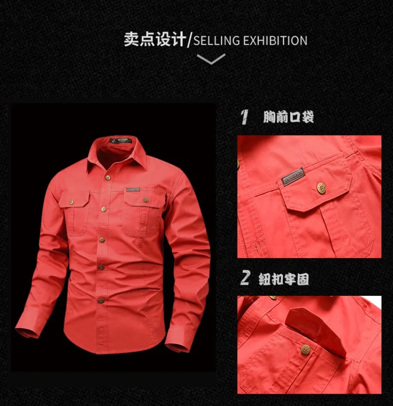 

2025 Spring Men's Utility Shacket Style Oversized Long Sleeve Shirt Jacket Workwear Casual Coat Breathable Outdoor Daily Wear