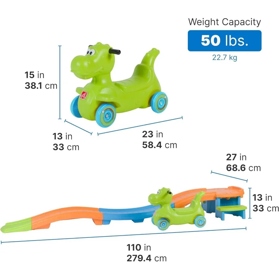 恐竜ダッシュ 上下ローラーコースター 乗用玩具 プッシュカー 室内/屋外プレイセット 耐久性のあるプラスチック製 最大重量50ポンド のために