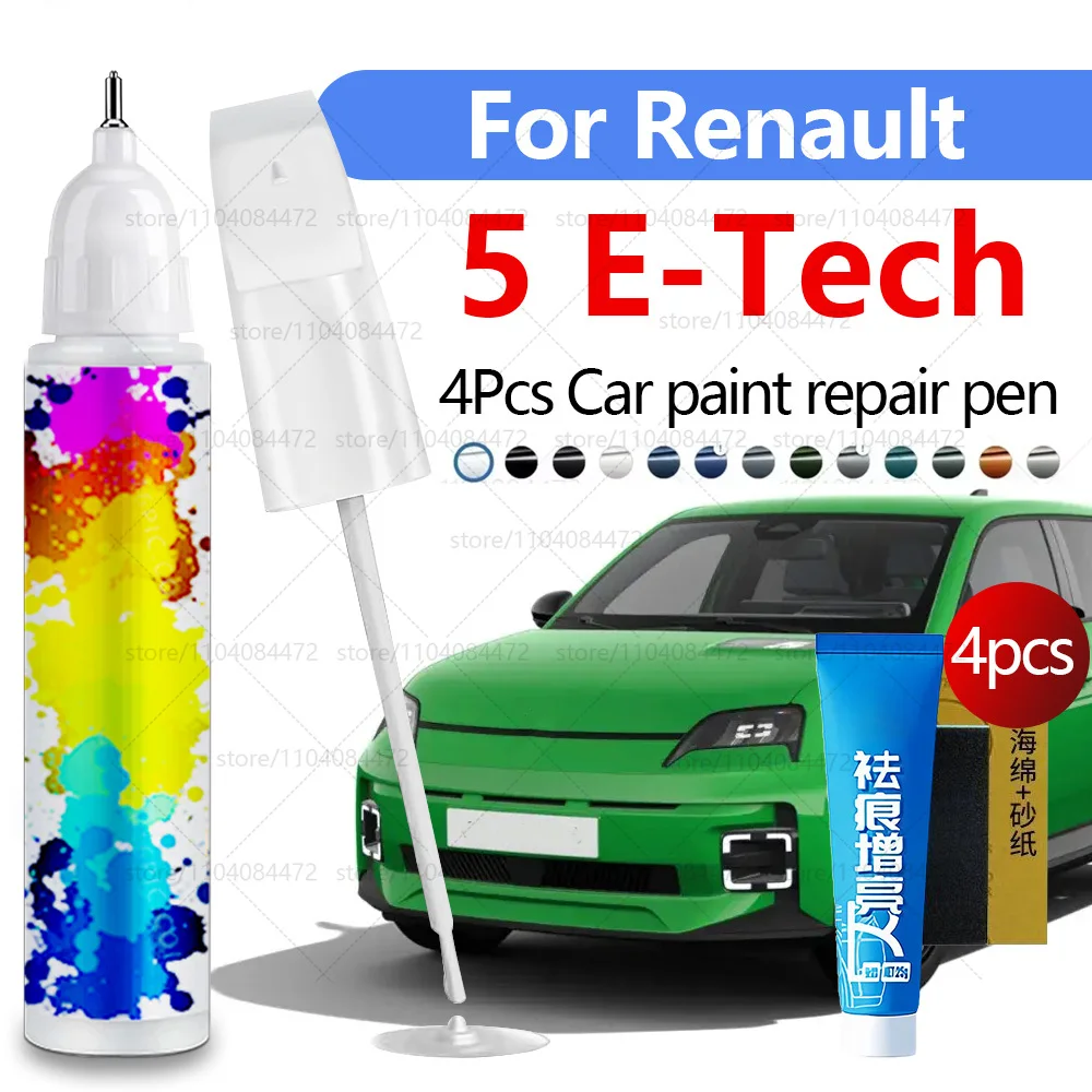 

Ручка для ремонта автомобильной краски для 2024-2025 RENAULT 5 e-tech, аксессуары для ремонта царапин, 4 шт., арктический белый бриллиант, черный, зеленый, синий