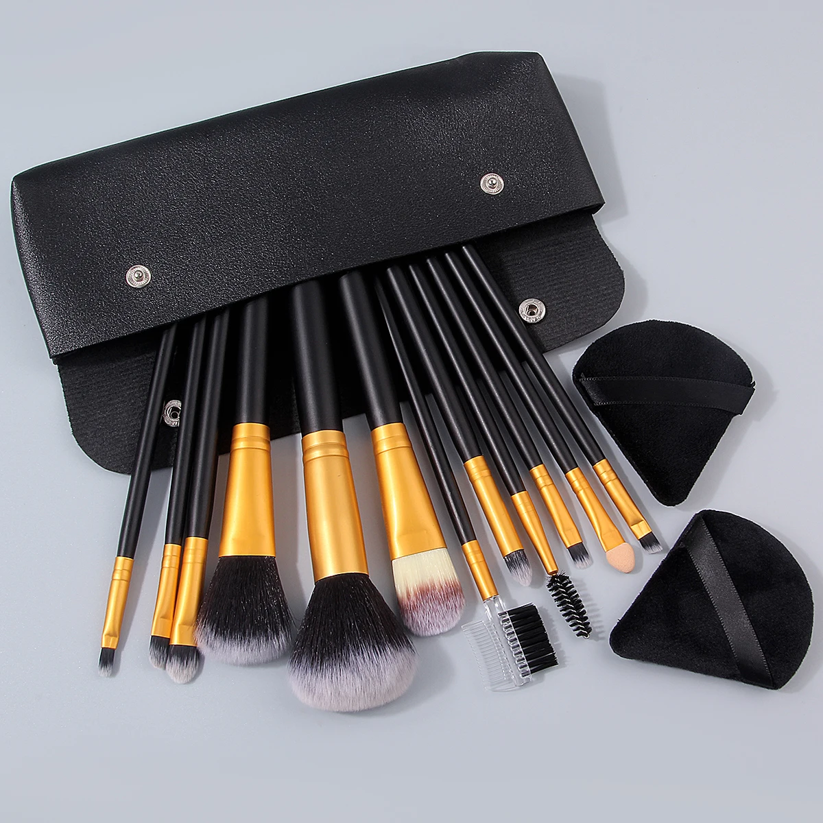 1/5/12/13/15PCS High-End-Multifunktions-Make-up-Pinsel-Set, antihaftbeschichtetes Puder, dreieckiger Puderquaste, einfache Aufbewahrungstasche