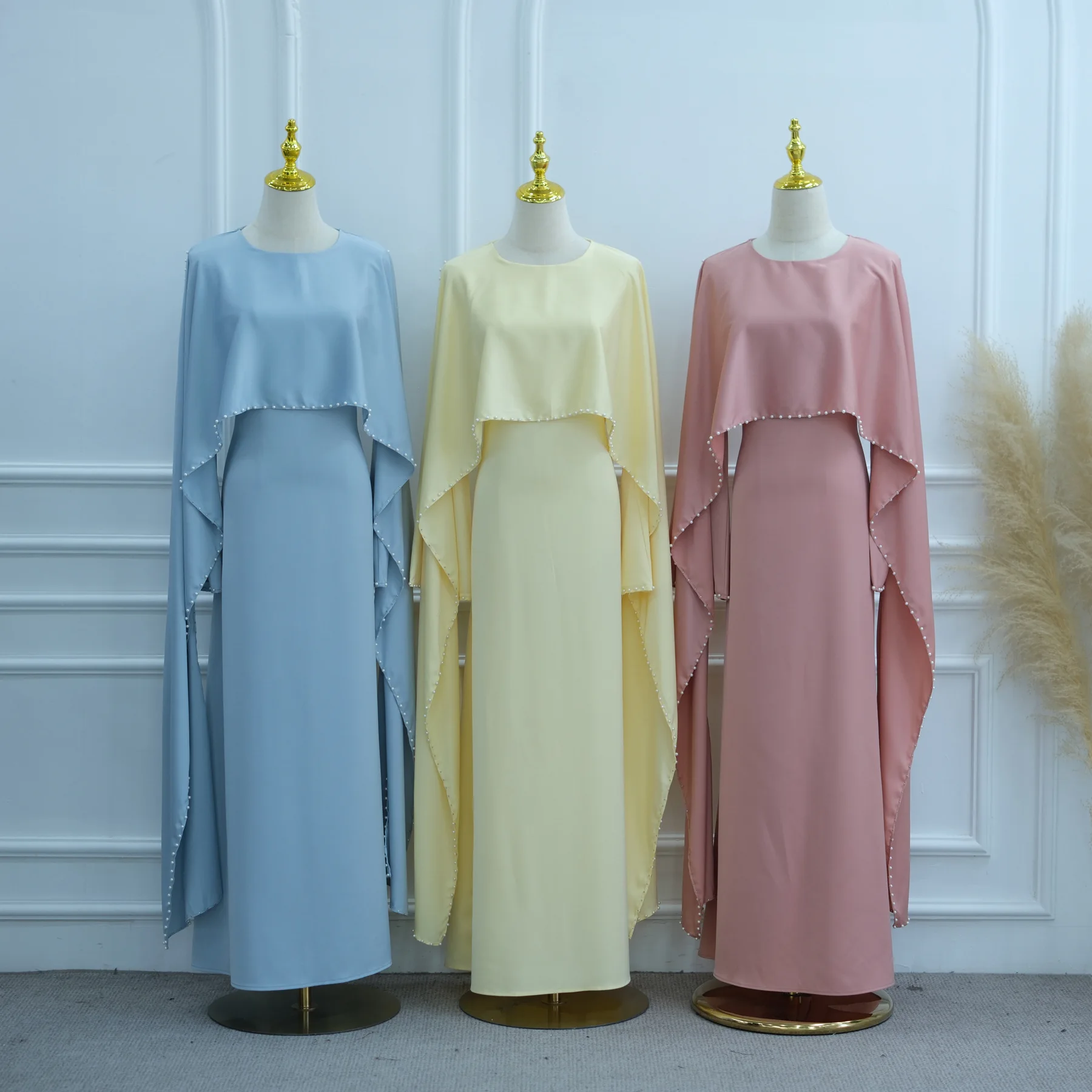 ملابس إسلامية فستان إسلامي مطرز باللؤلؤ للنساء عباية دبي فساتين سهرة تركية فاخرة للحفلات رمضان عيد قفطان #6