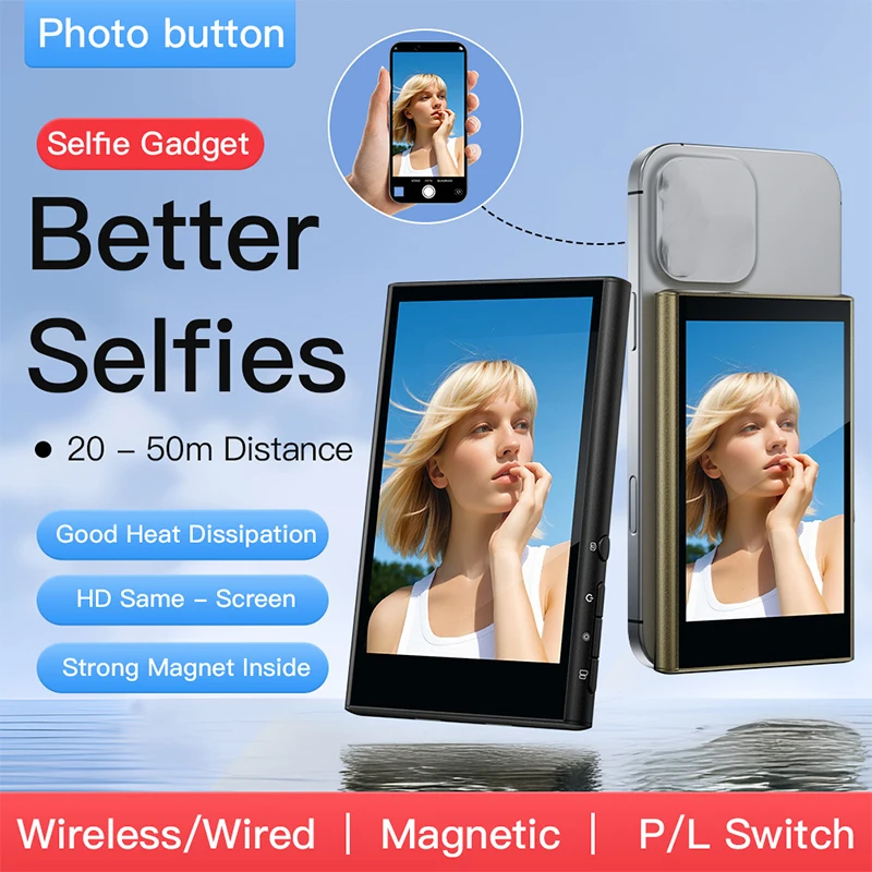 Wireless Rear Camera Monitor Screen Magnetic Selfie for Phone Camcorder Lens Smartphone Selfie Vlog Live Stream Video Recording