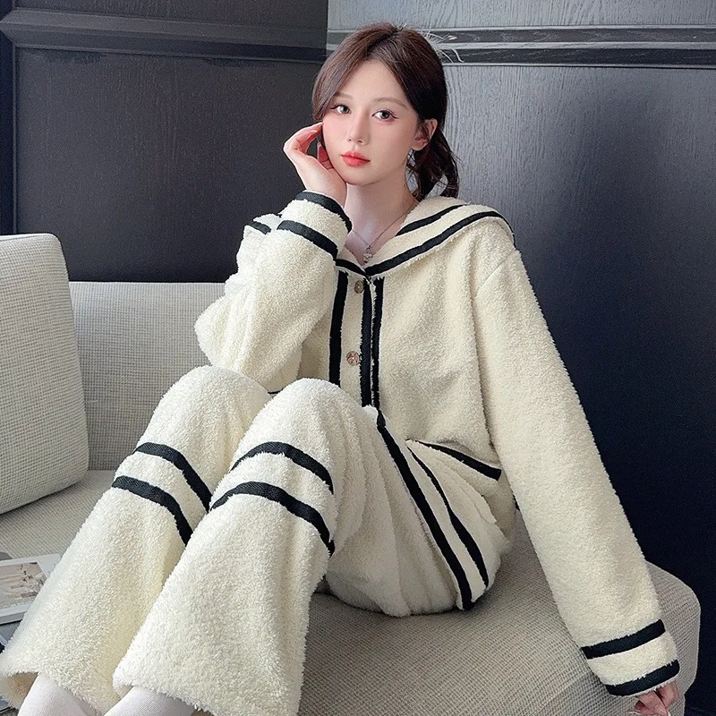 

Пижамный комплект, женский пижамный комплект с бабочкой, женские теплые зимние пижамы, модная домашняя одежда, пижамы в консервативном стиле, милый пижамный комплект