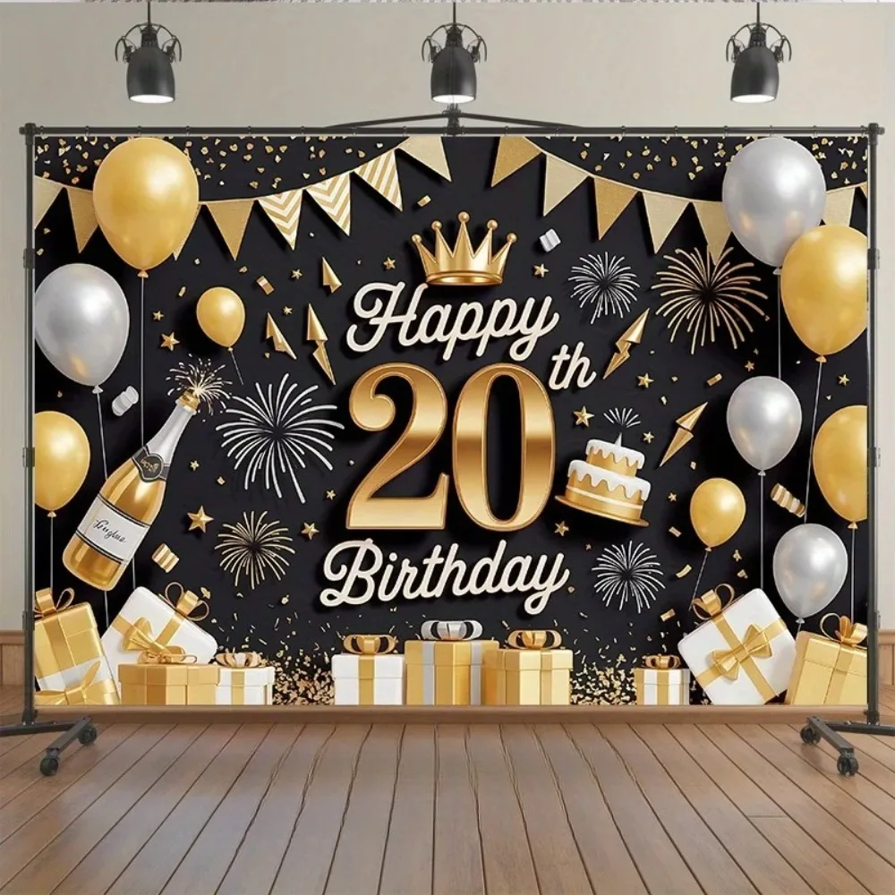 Luxuriöser Fotohintergrund für 20. Geburtstagsfeier, Erwachsenen-Geburtstagsfeier, Heimparty-Dekoration