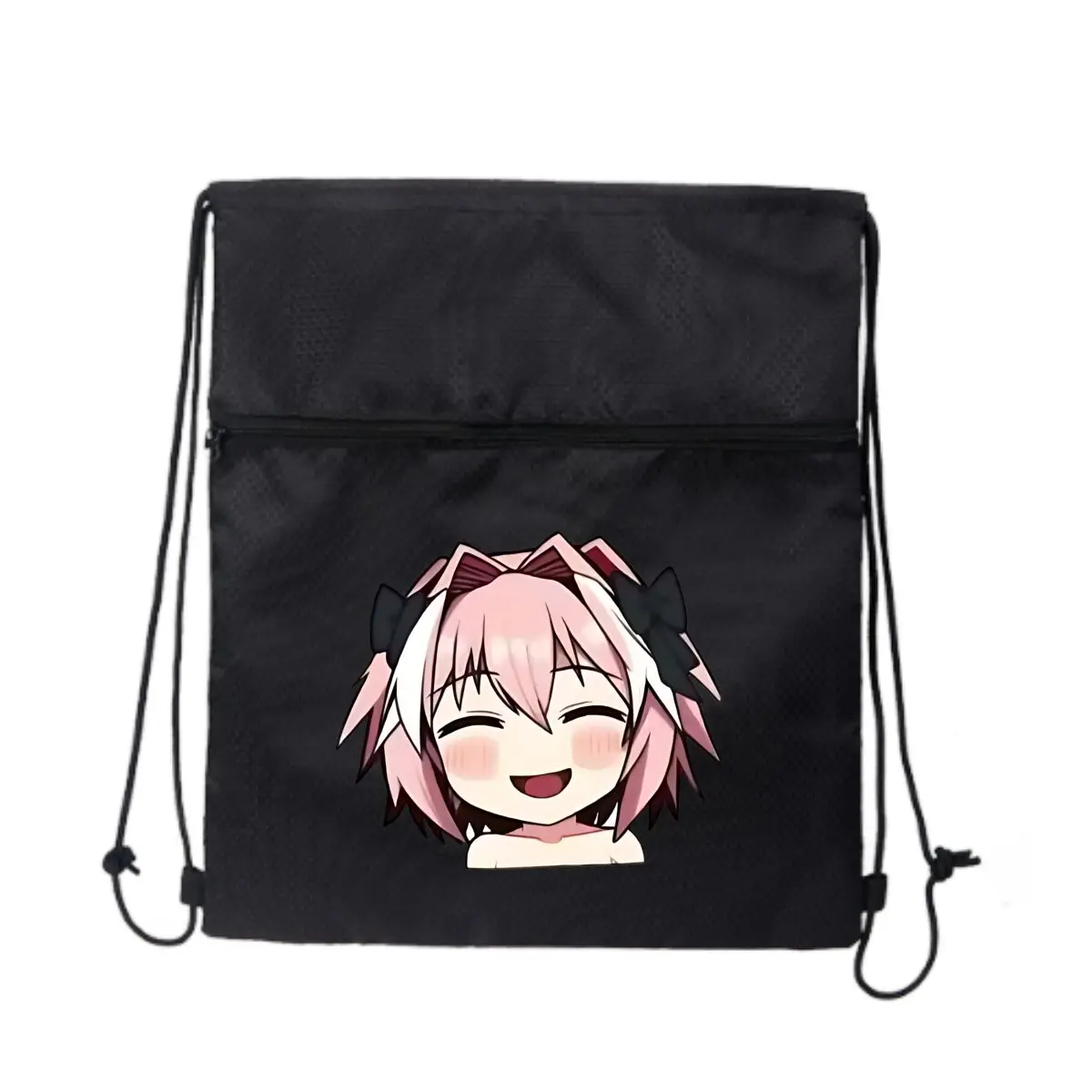 

Черная сверхлегкая уличная сумка на молнии с милым персонажем для девочек в стиле аниме, идеально подходящая для коротких походов