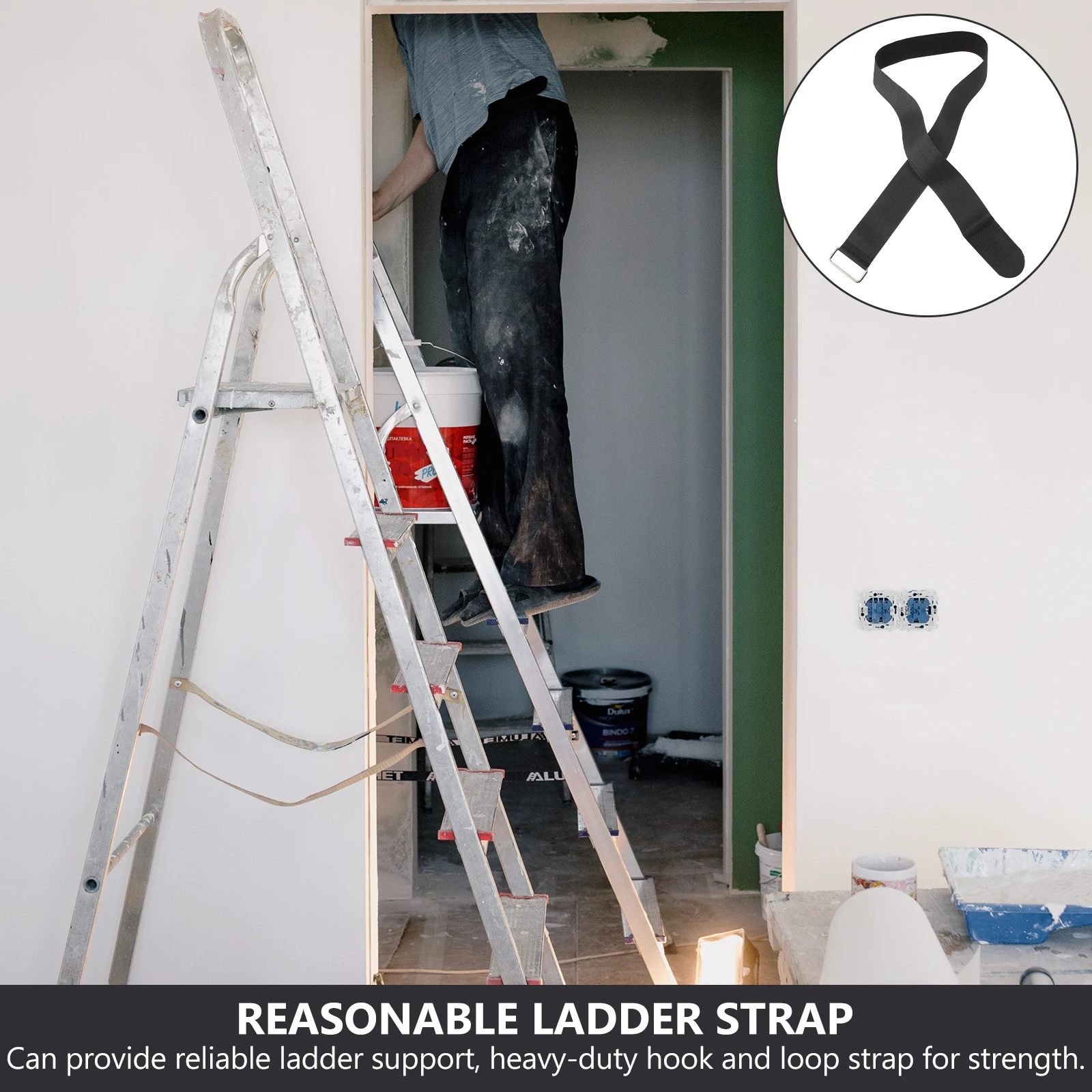 

4pcs Ladder Rack Fixing Straps Reusable Durable Secure Tie Down Belt Adjustable Hook Loop Support Car Truck Boat for Luggage