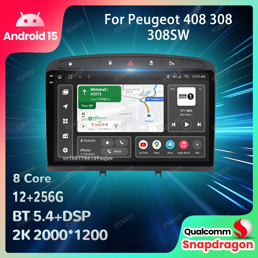 

Car Radio Android 15 For Peugeot 408 308 308SW 4G LTE Head Unit Navigation Wireless Carplay Auto Autoradio Viedo Player 5G WIFI