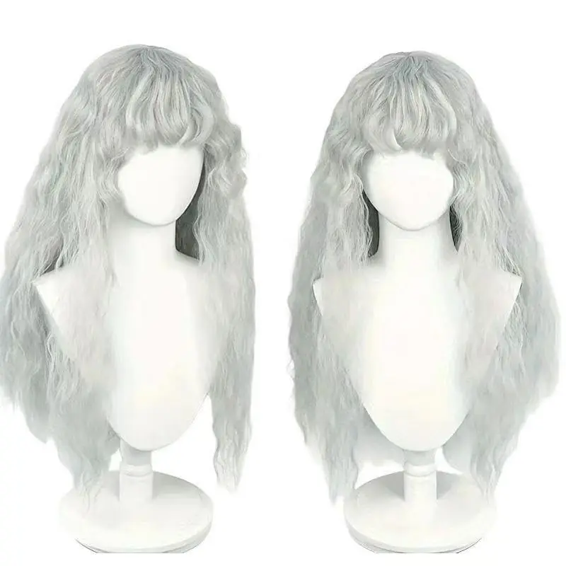 Women Griffith Wigs Long Wavy Gray Wig Synthetic Hair with Bangs for Griffith Cosplay Halloween