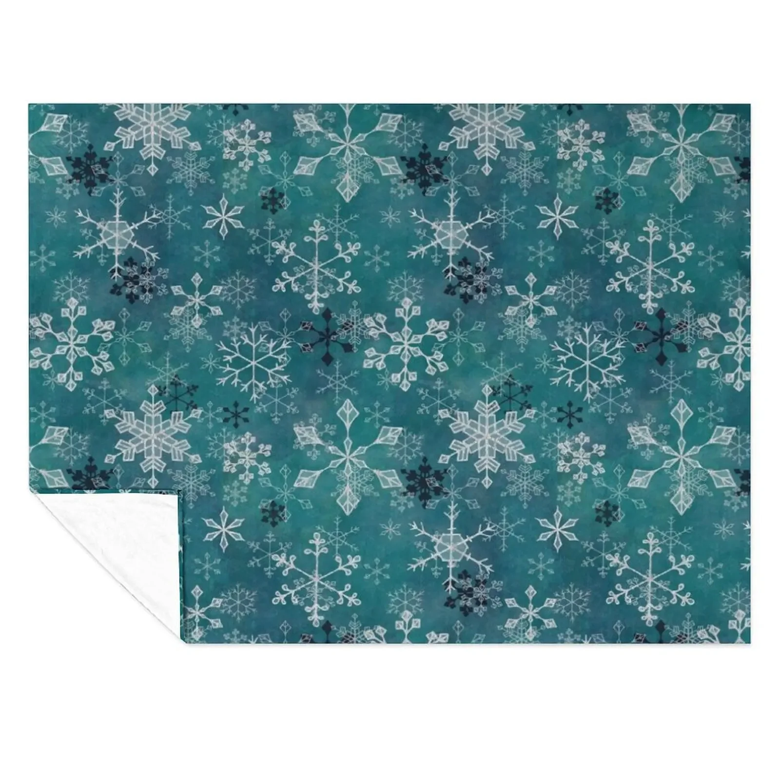 

Snowflake Crystals in Teal Throw Blanket halloween Thermals For Travel Nap Plaid Blankets