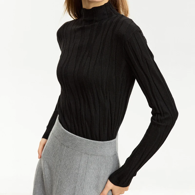 

HELIAR Women Slim Fit Sweater Solid Bottoming Warm Pullovers Long Sleeve Semi Turtleneck Basic Kniitted Sweater Autumn Winter