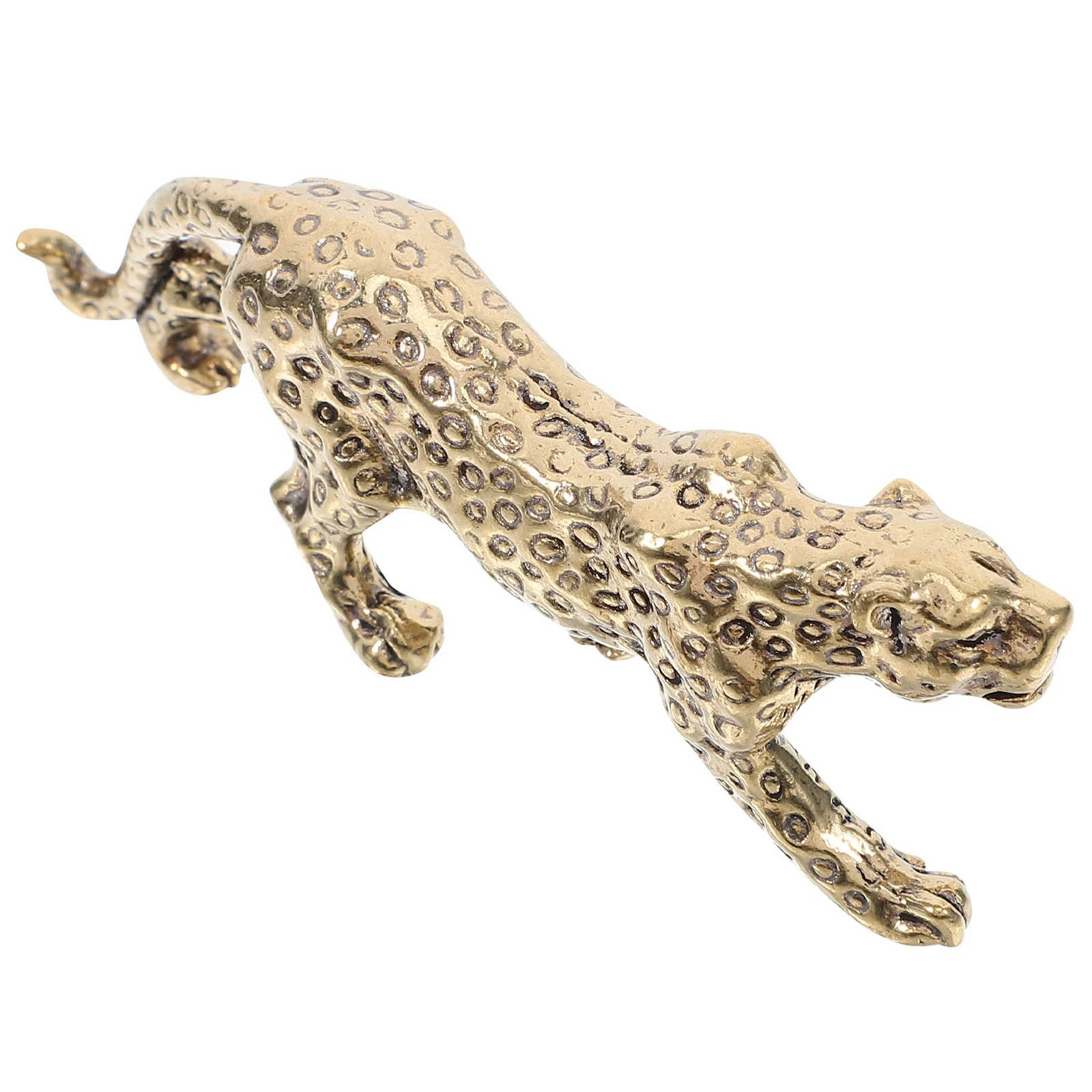 Statua Decorativa da Scrivania a Forma di Leopardo in Ottone Dorato, Accessorio Elegante in Stile Vintage per Ufficio e Casa
