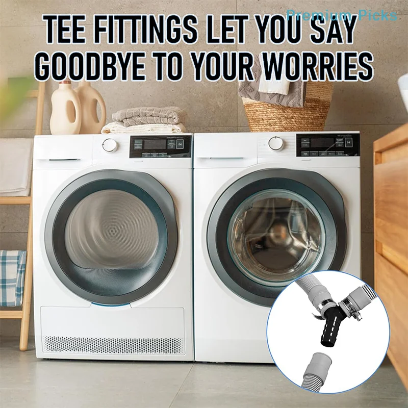 portable2PCS Washing Machine Drain Hose Y-Type Reducer Plastic Connector For Split Pipe Connection Three-Way Adapter