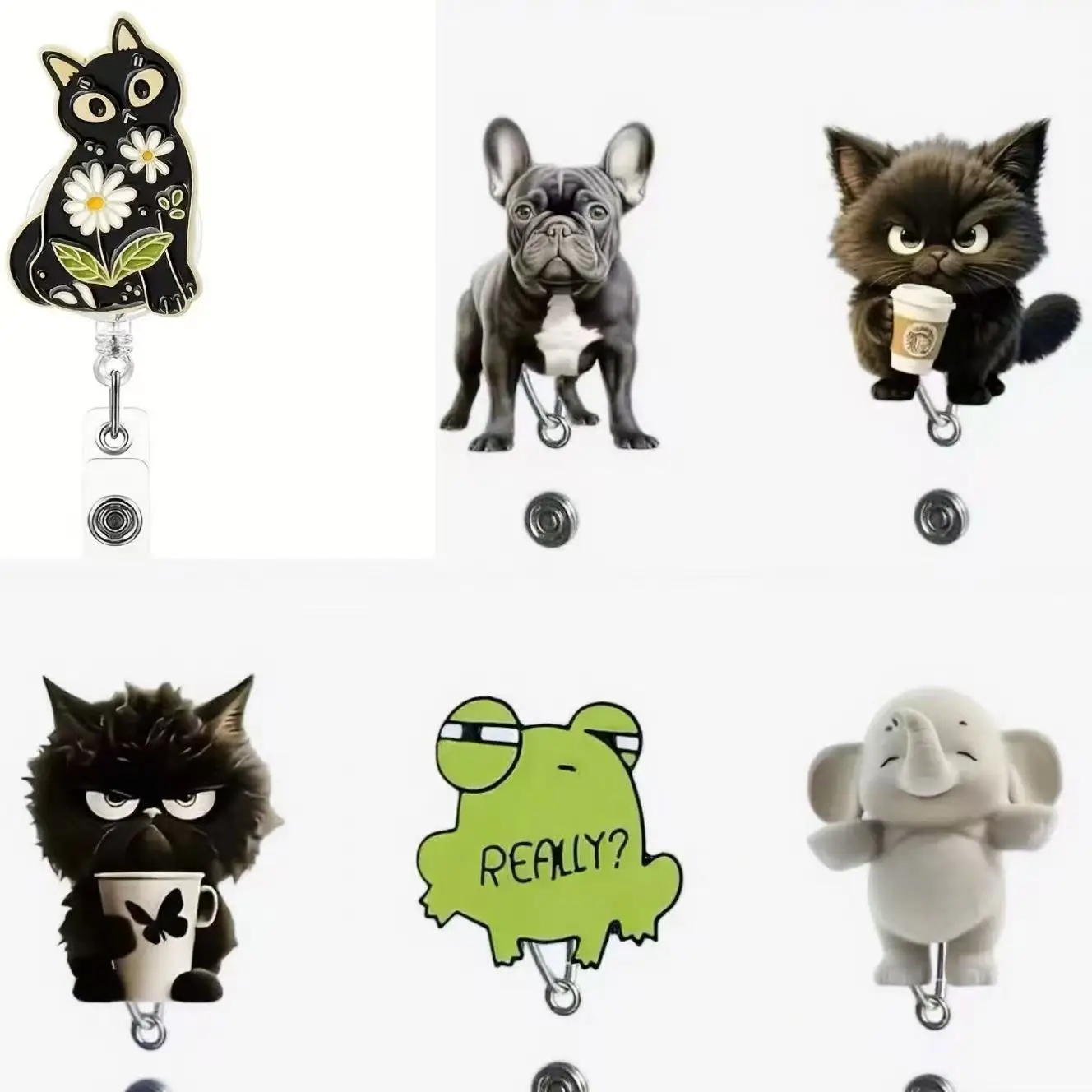 [2d plano] 1 carrete de insignia retráctil de estilo lindo con clip de metal - Cordón desmontable de 24 pulgadas, 360 °   Gancho giratorio, nailon duradero Cor