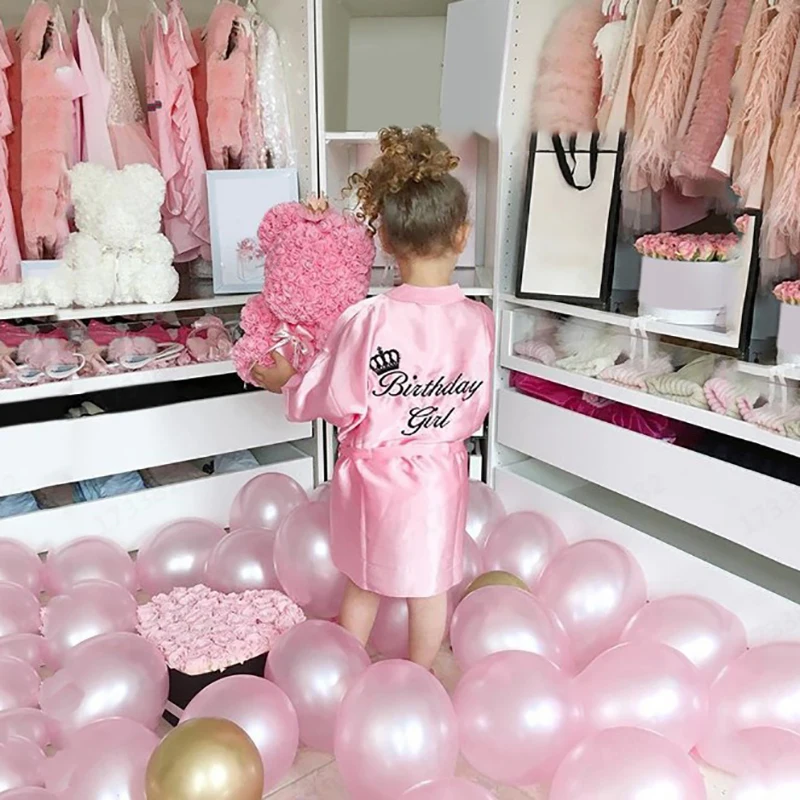 Spring Summer Girls Robe Sweet Pink Letters Pattern Robes Children Soft Skin-Friendly Bathrobe Pajamas Sleepwear Nightgown