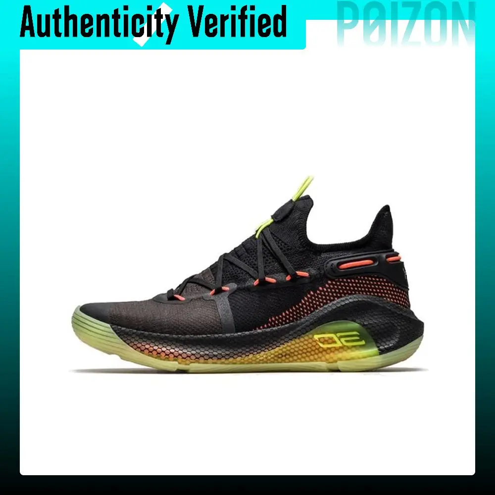 Under Armour Curry 6 'Fox Theater' Comfortable Fabric Mid top Performance Basketball Shoes Men's Black 3020612-004