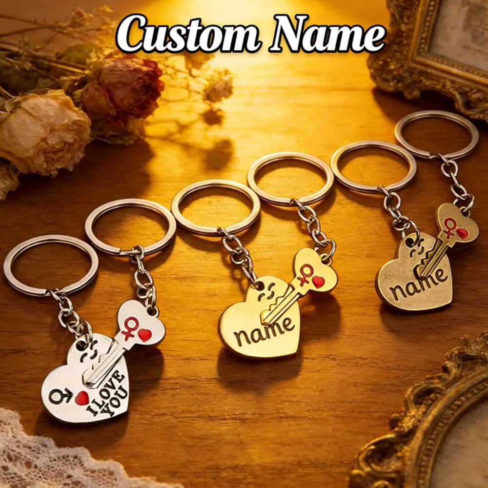 

1 пара креативных модных брелоков в форме сердец, металлический кулон, брелок для ключей от машины/мотоцикла, золотистый/серебристый, подарок на День святого Валентина для влюбленных