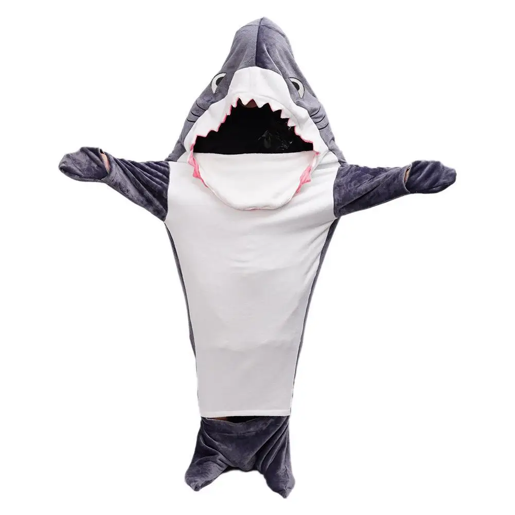 New Grey Shark Adult pigiama Shark tuta oversize Sleepwear coperta Halloween flanella vestiti felpa con cappuccio Costume N6Z0