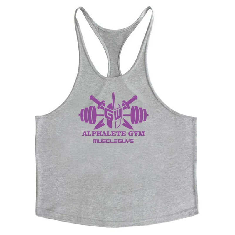 Mens Casual Workout Muscle Sleeveless Singlets Gym Bodybuilding Fitness Sport Tank Tops Summer Cotton Breathable Y-back Shirts