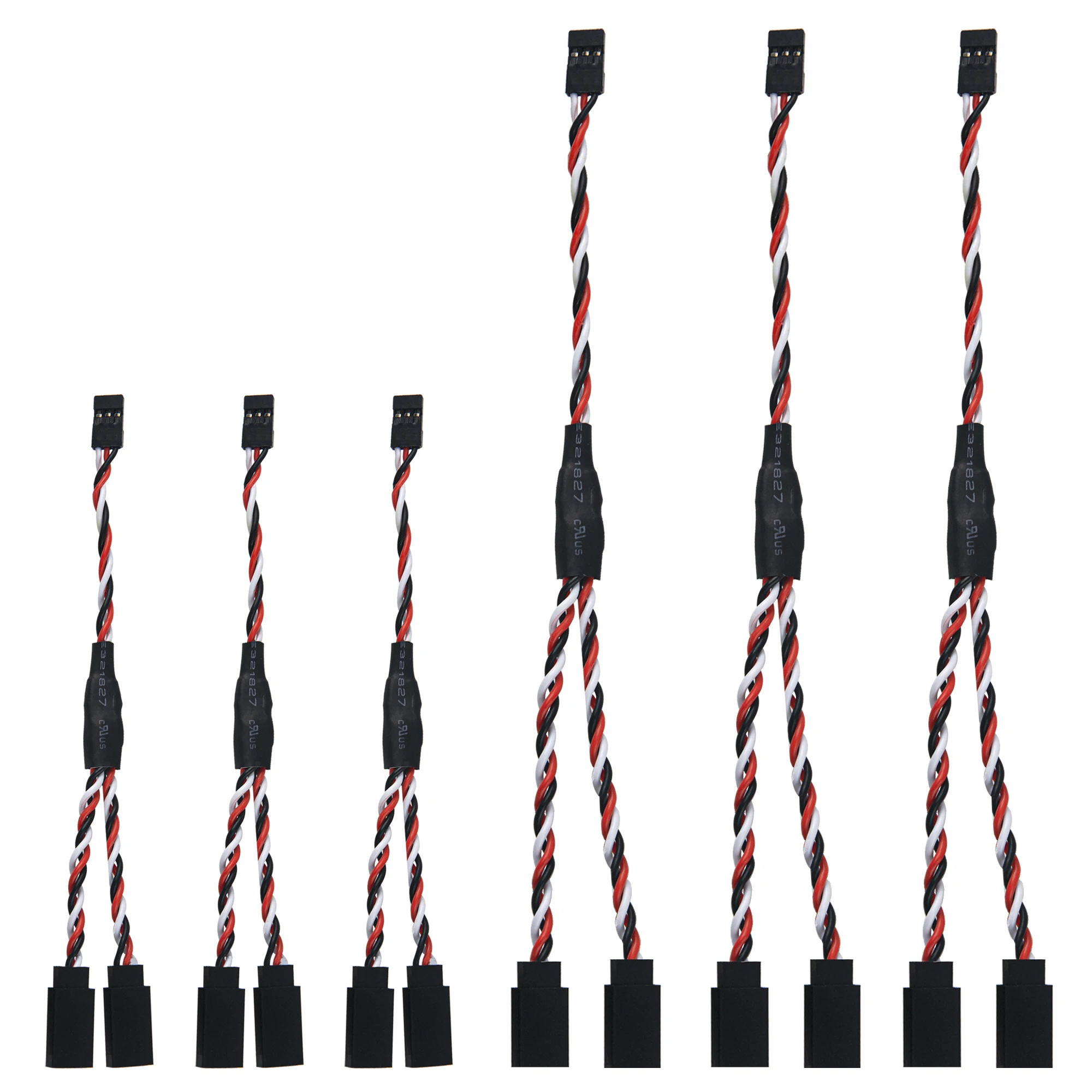 6Pack JR Twisted Servo Lead Extension JR 1 Male to 2 Female Y Cables Y Harness  Extension Cable for RC Cars Receiver Connection