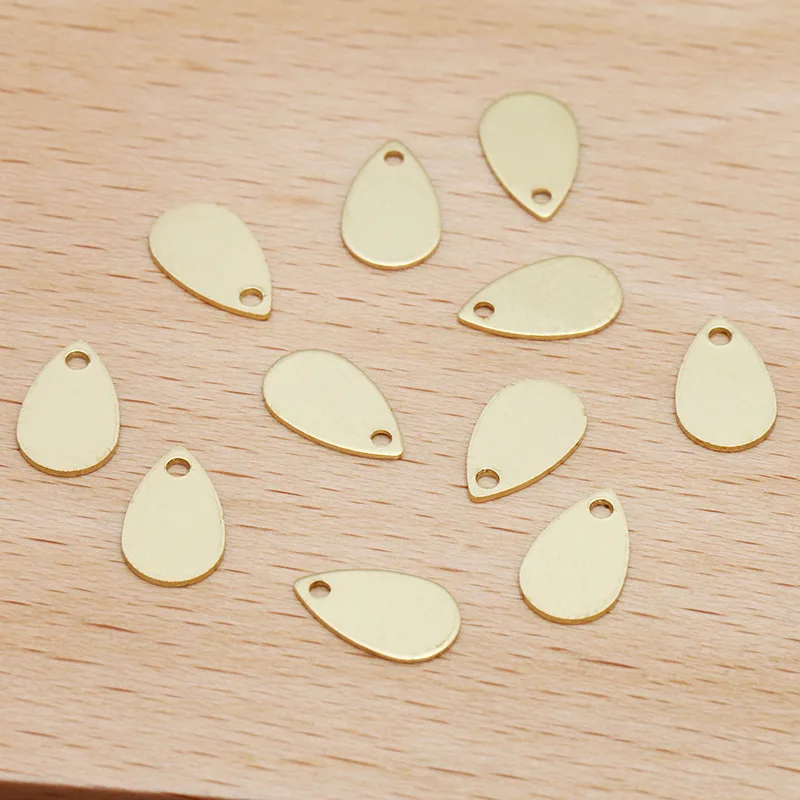 100pcs/50pcs 10x6mm Metal Brass Teardrop-shaped Charms Pendants for Jewelry Making Supply Pendants Hairwear Handmade Accessories