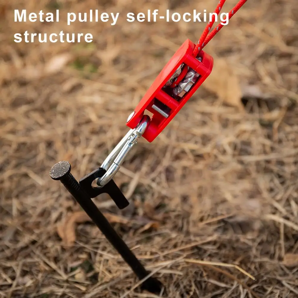 Pulley Tent Holder Hanger Heavy Duty Ratchet Tie Down Strap Self-Locking Double Hook Design Camping Tent Pulley Tent Accessories