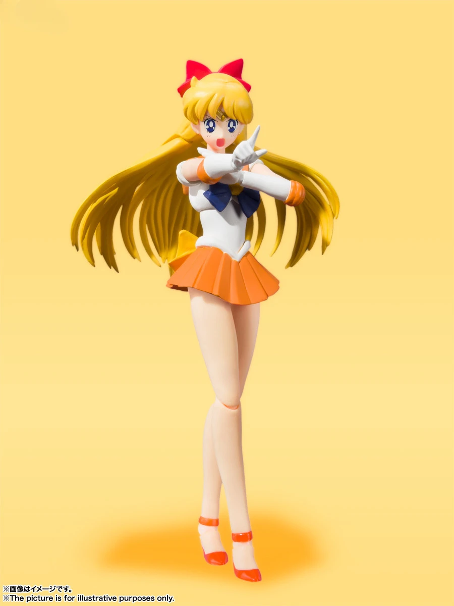 متوفر في المخزون سلسلة جديدة أصلية من Bandai SHF Sailor Moon Sailor Venus - نسخة ألوان الرسوم المتحركة - هدية دمية قابلة للجمع