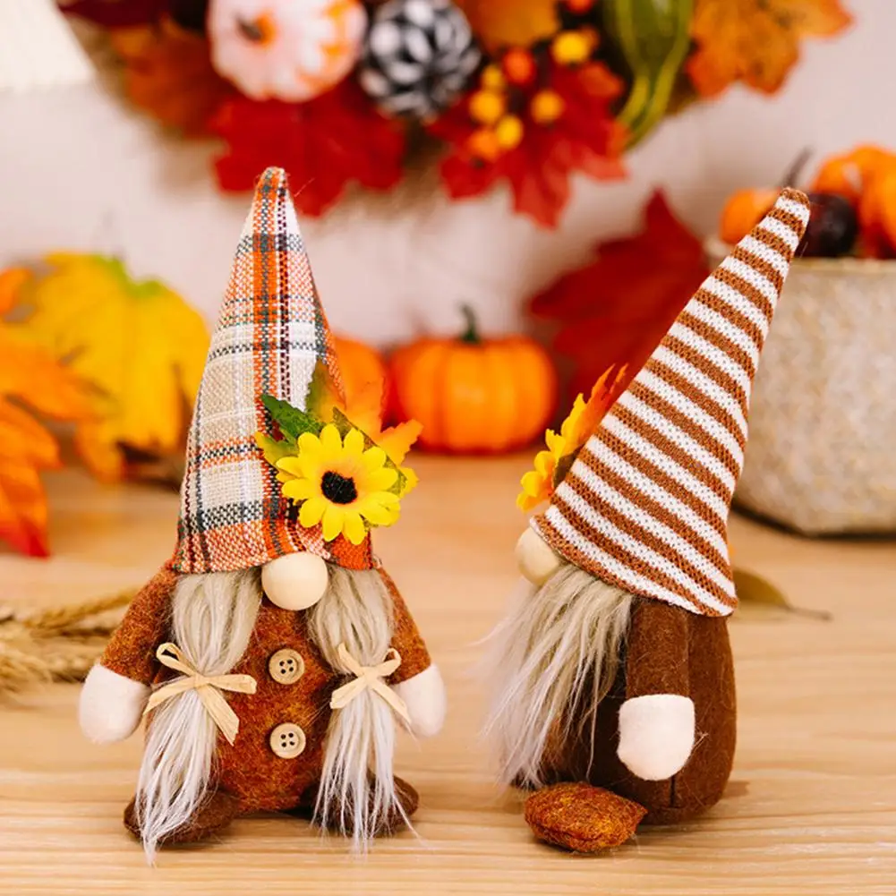 Porch Fall Gnome Ornament Handmade Fall Gnome Plush Dolls Scandinavian Farmhouse Thanksgiving Decorations Autumn Tiered Tray