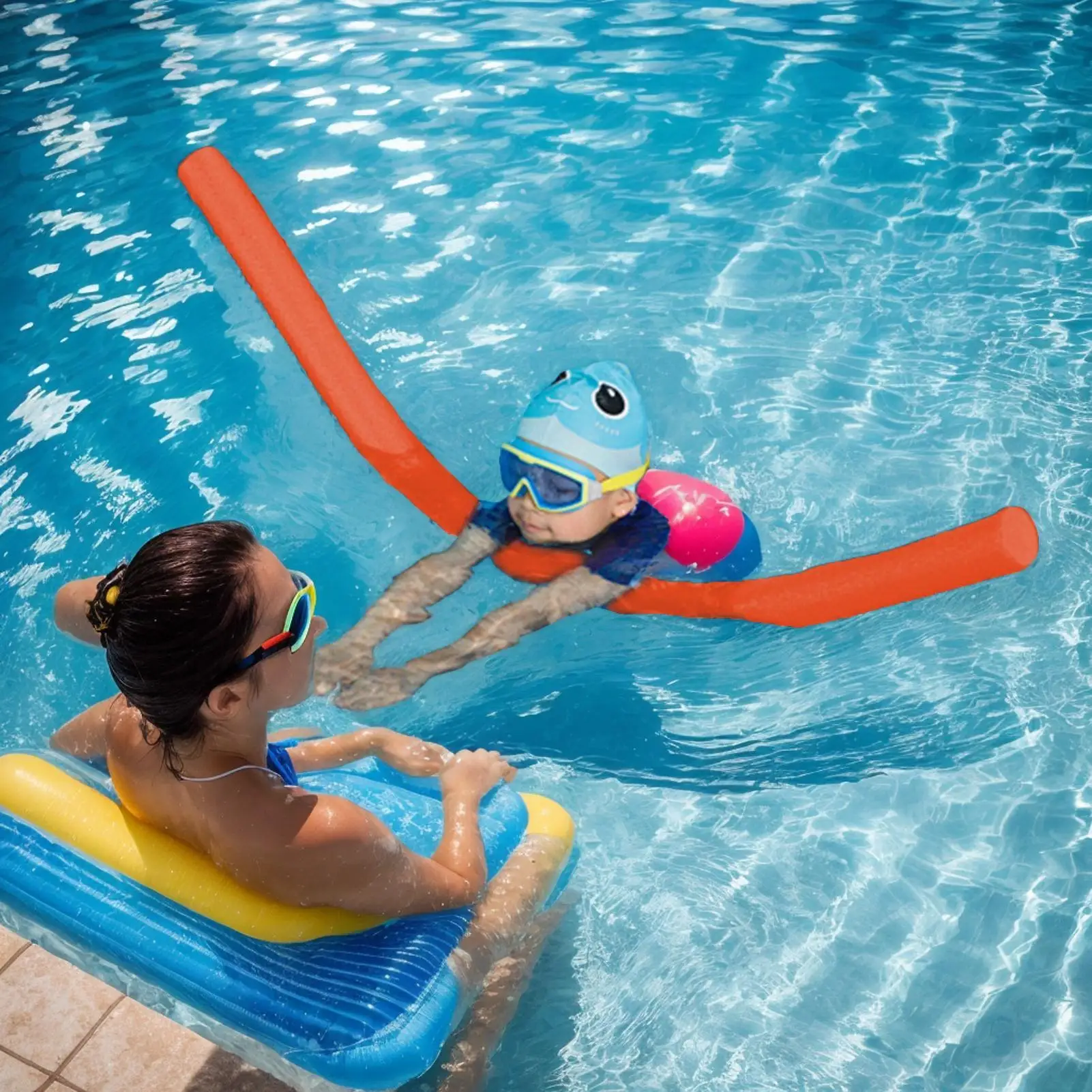 

Portable Flexible Learn Swimming Pool Noodle for Adult Children Summer Swimming Aid Pool Underwater Scooter 6.5x150cm